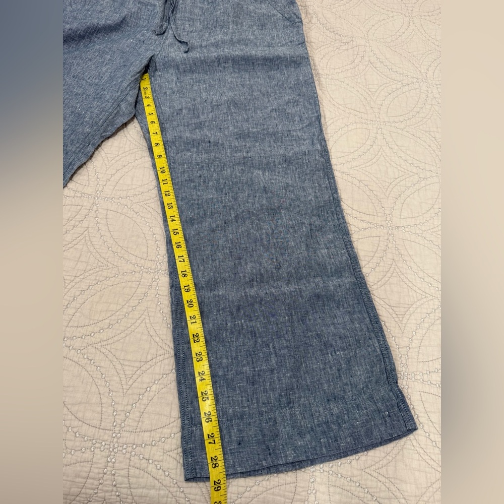 NWT L.L. Bean 100% Linen Pants Size 20 Blue Drawstring Elastic Waist Relaxed - Picture 6 of 10